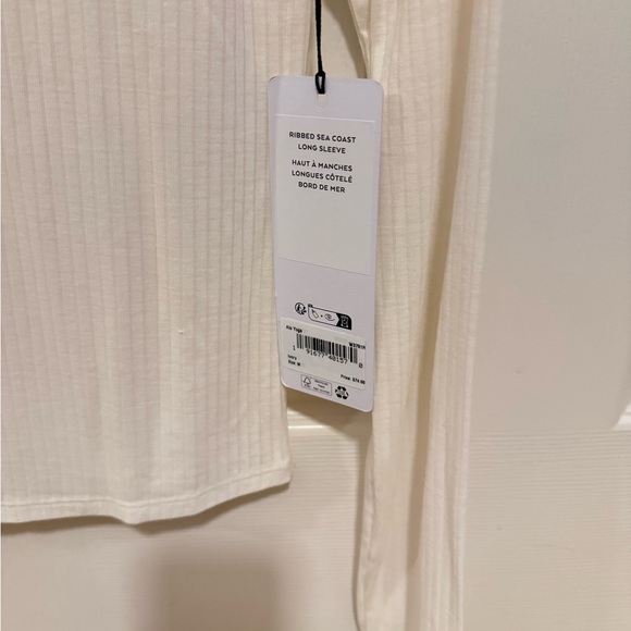 ALO Yoga Women's Cream Ribbed Long Sleeve Tee - Picture 5 of 6